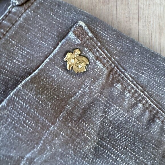 BLACK ORCHID Stretch Dark Wash Denim Velvet Patchwork Leg Detail Skinny Jeans 26 - Picture 13 of 14